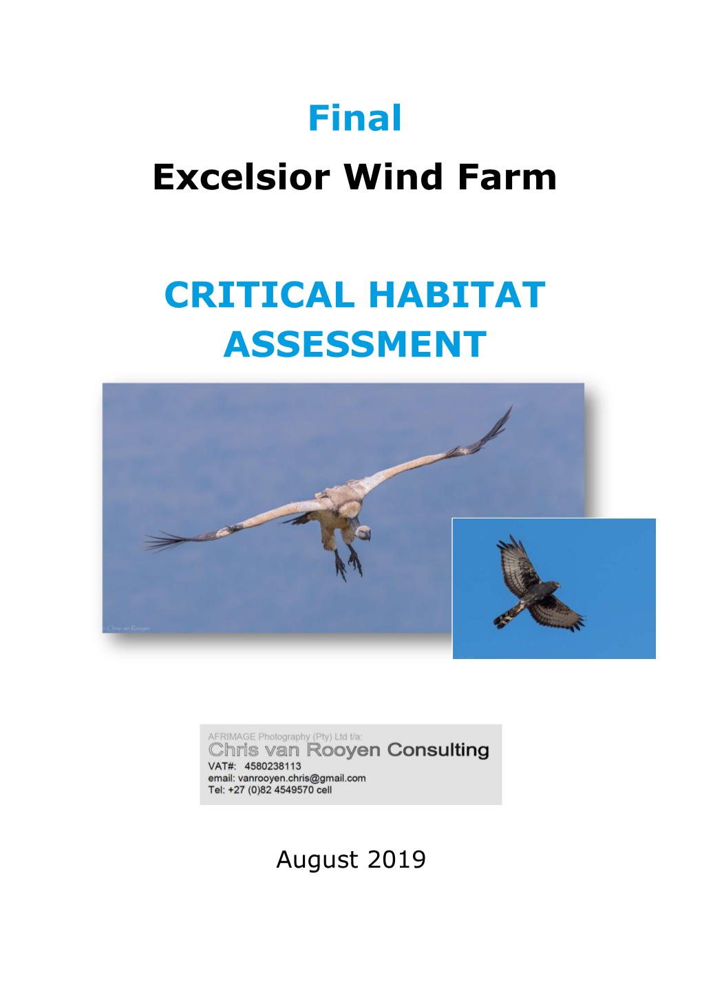 Final Excelsior Wind Farm CRITICAL HABITAT ASSESSMENT