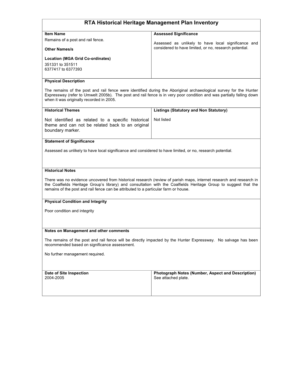 Stage 2 Construction Historic Heritage Sub Plan