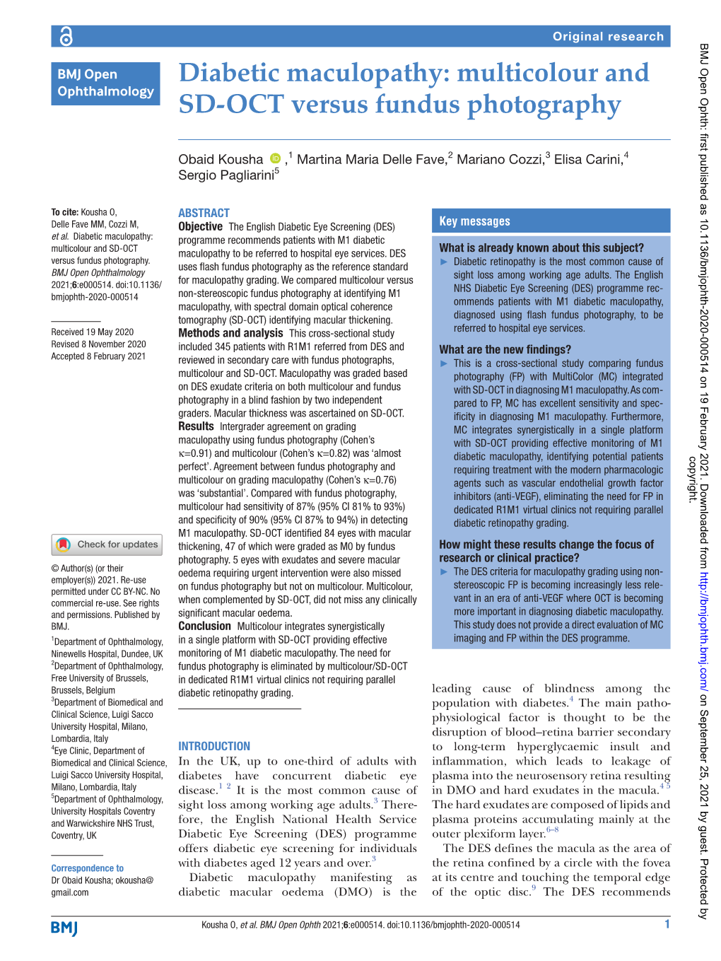 Diabetic Maculopathy: Multicolour and SD-OCT Versus Fundus Photography