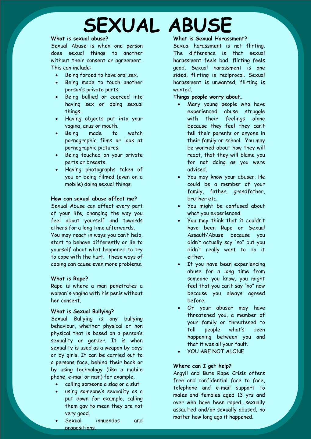 SEXUAL ABUSE What Is Sexual Abuse? What Is Sexual Harassment? Sexual Abuse Is When One Person Sexual Harassment Is Not Flirting