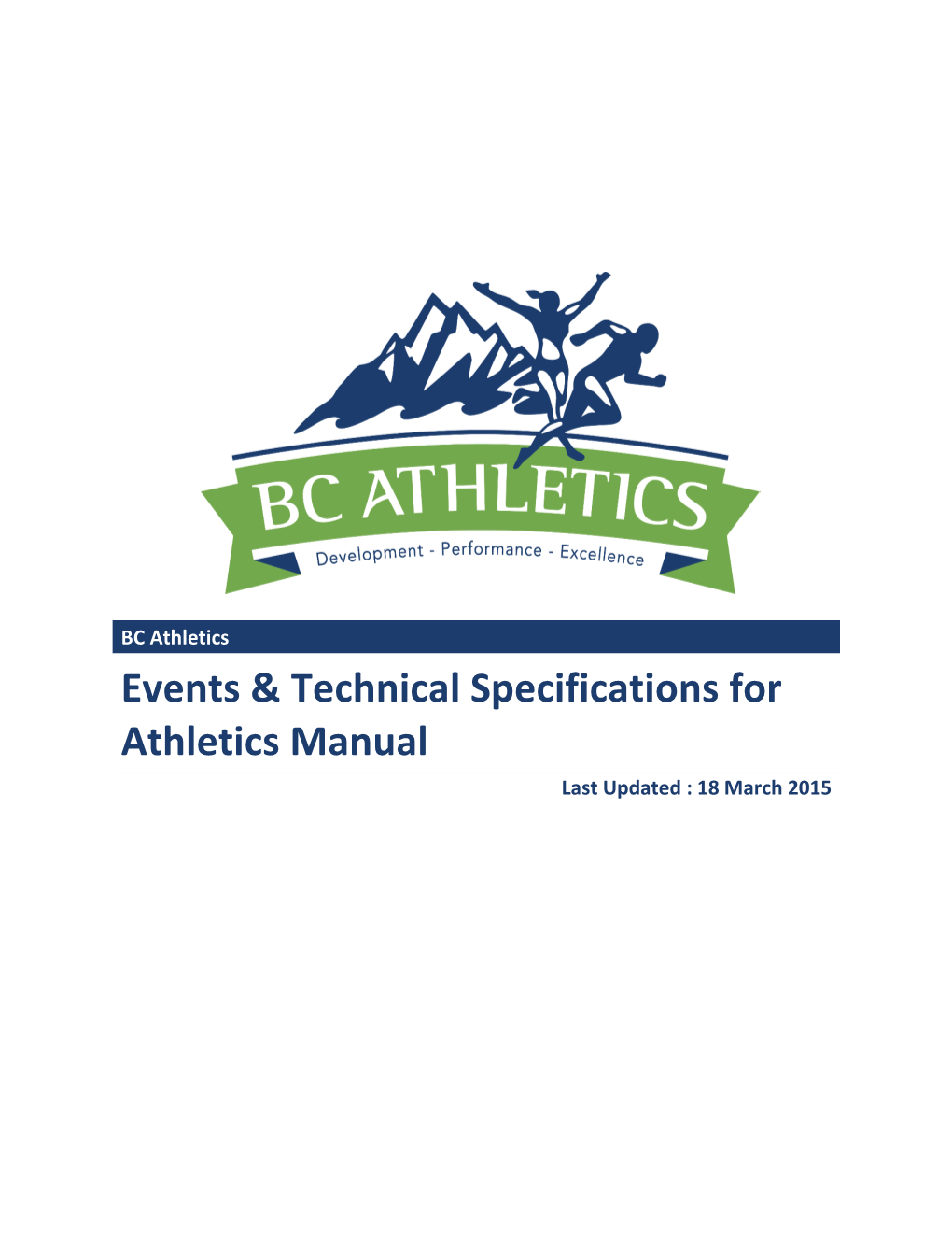Events & Technical Specifications for Athletics Manual