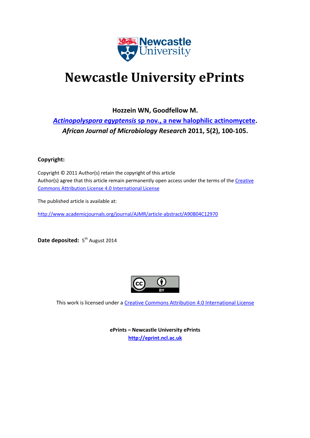 Actinopolyspora Egyptensis Sp. Nov., a New Halophilic Actinomycete