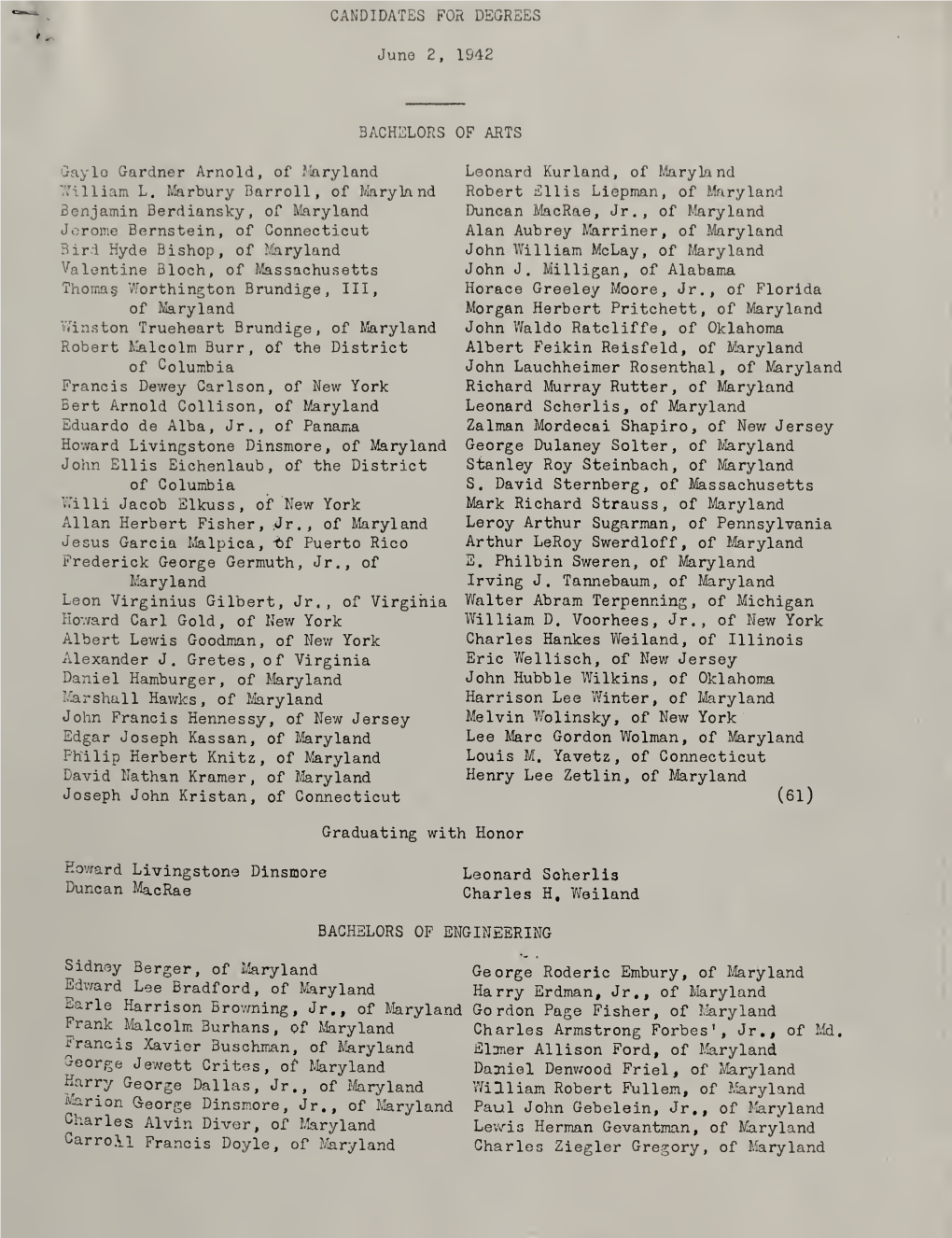 Commencement 1941-1960