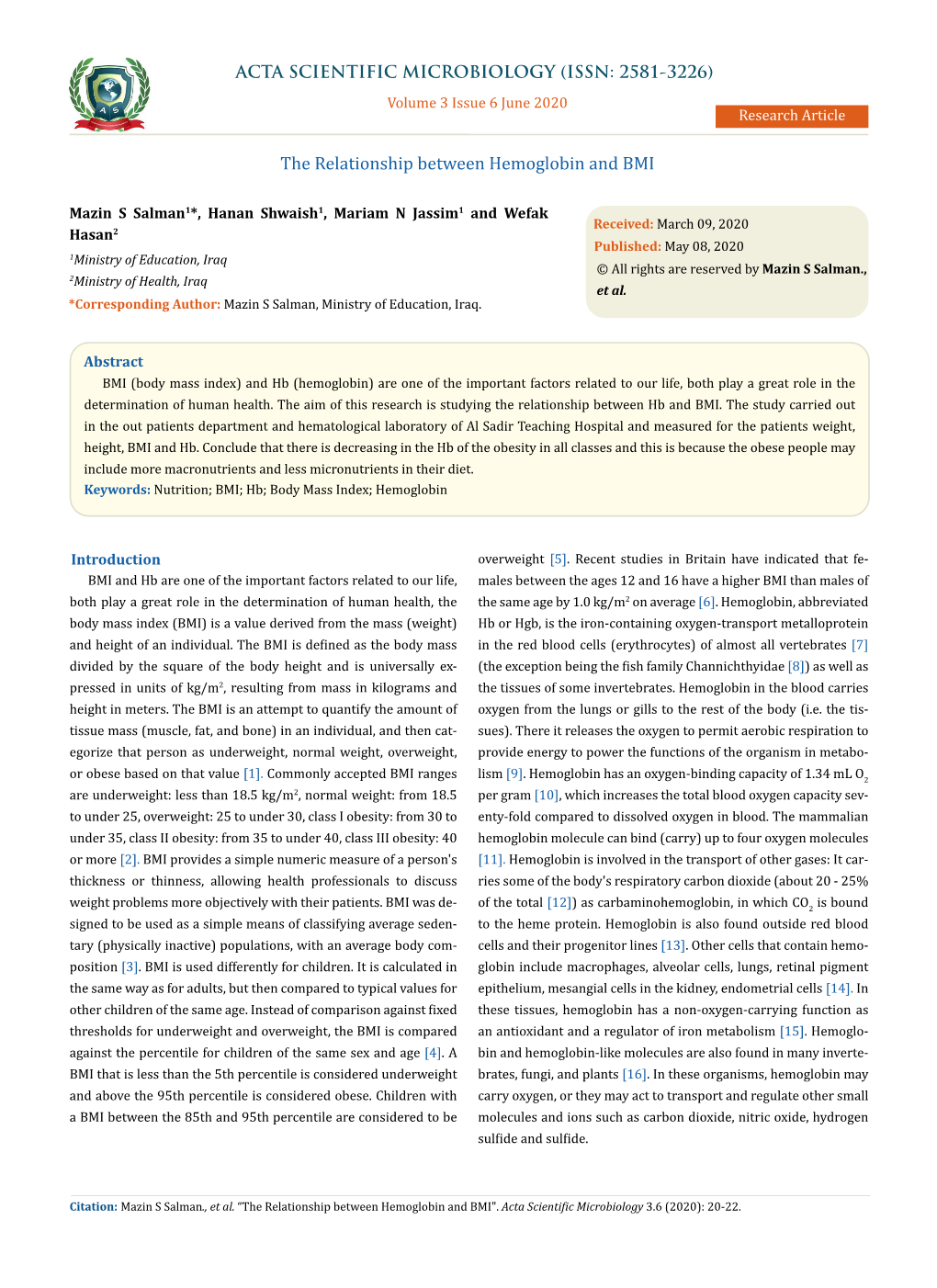 The Relationship Between Hemoglobin and BMI