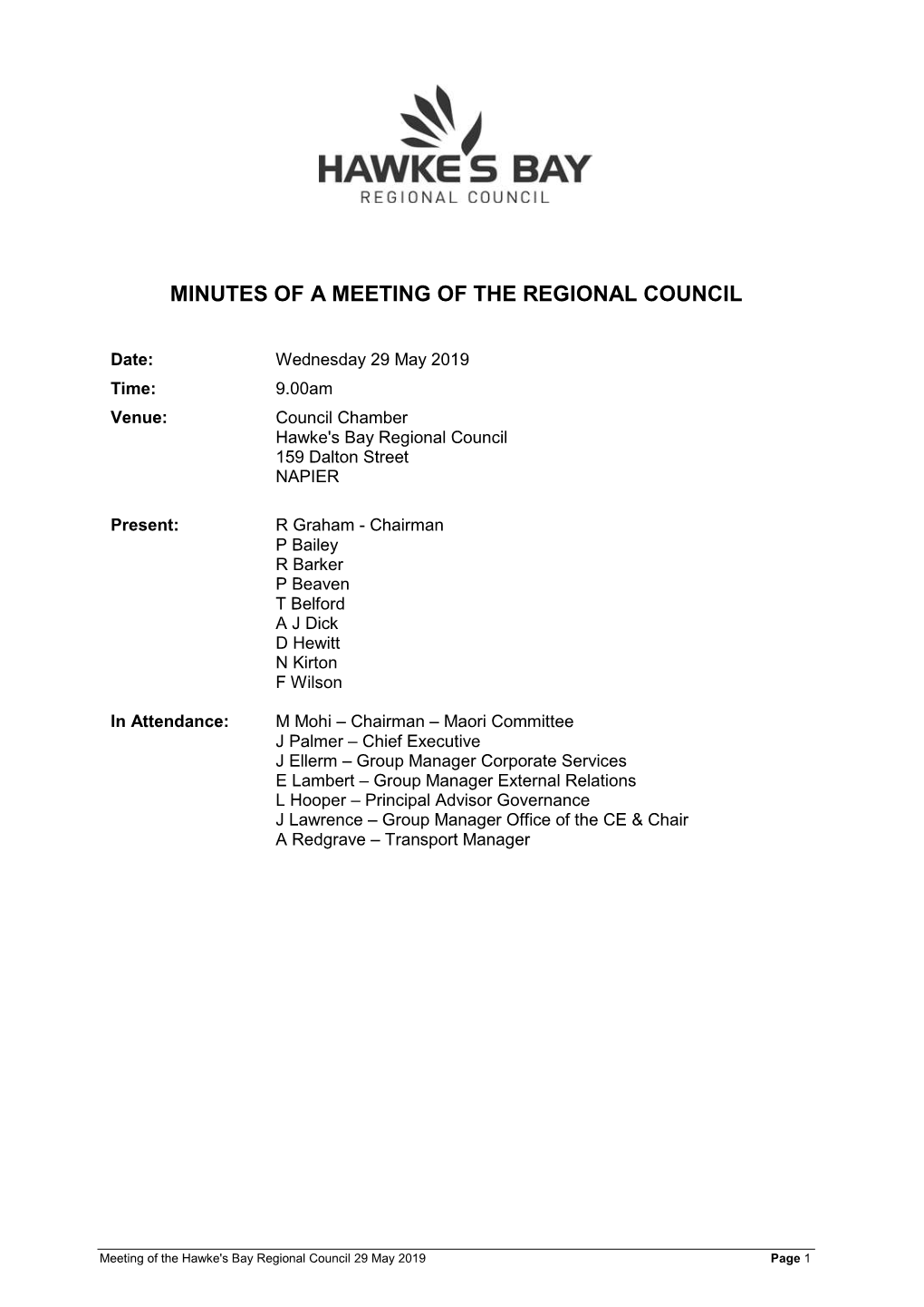 Minutes of Regional Council Meeting