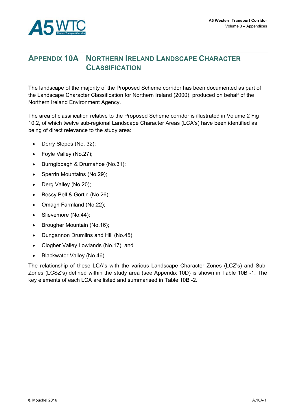 Appendix 10A Northern Ireland Landscape Character Classification