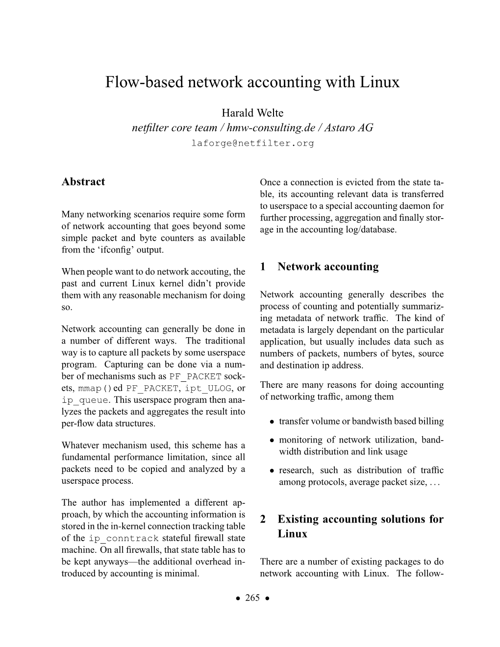 Flow-Based Network Accounting with Linux