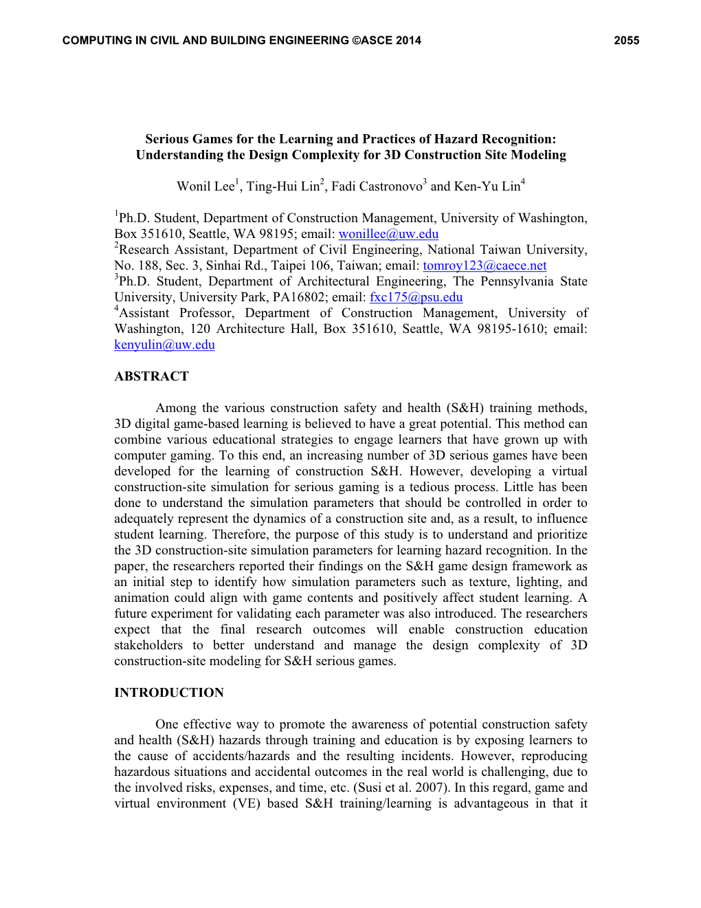 Serious Games for the Learning and Practices of Hazard Recognition: Understanding the Design Complexity for 3D Construction Site Modeling