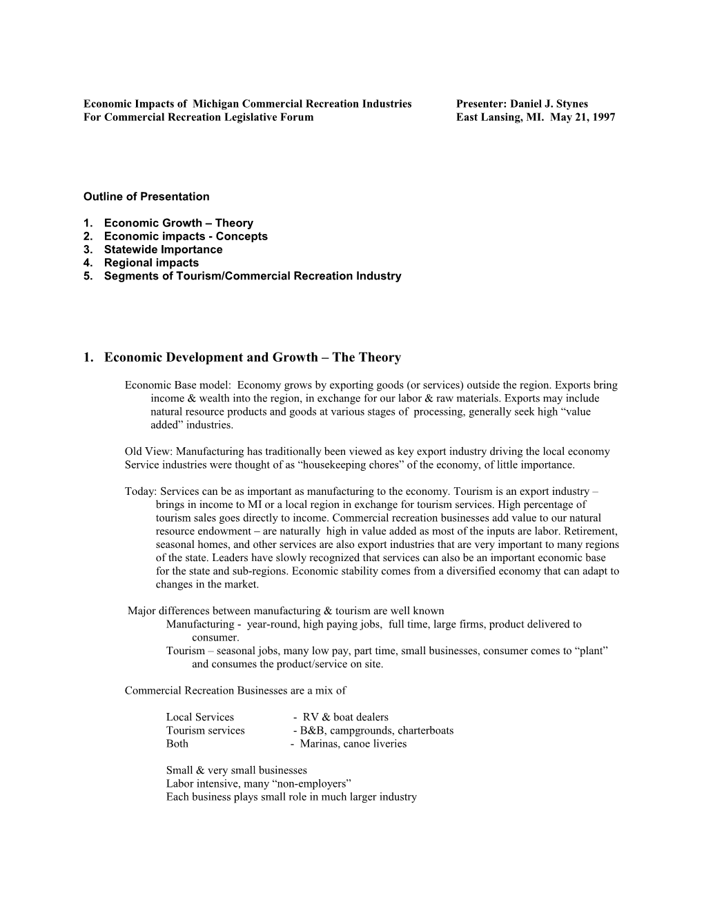 Economic Impacts Of Tourism On Michigan Economy