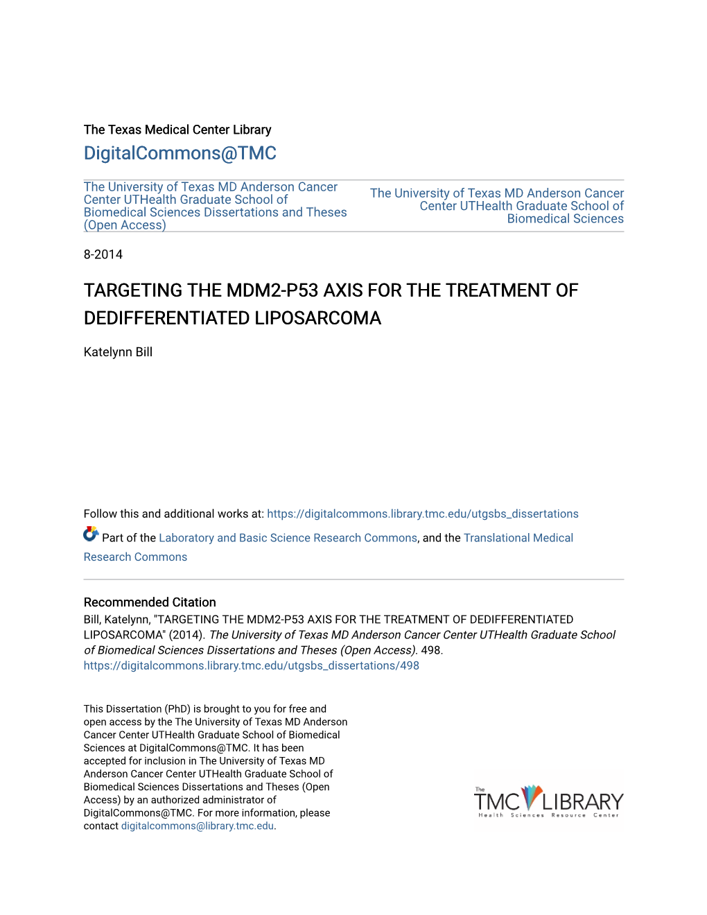 Targeting the Mdm2-P53 Axis for the Treatment of Dedifferentiated Liposarcoma