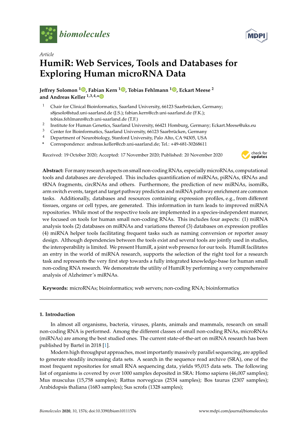Humir: Web Services, Tools and Databases for Exploring Human Microrna Data
