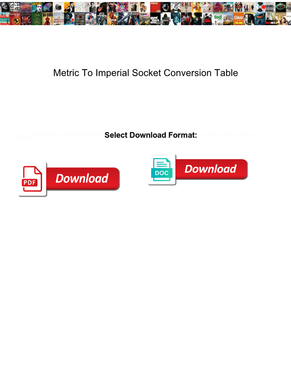 Metric to Imperial Socket Conversion Table