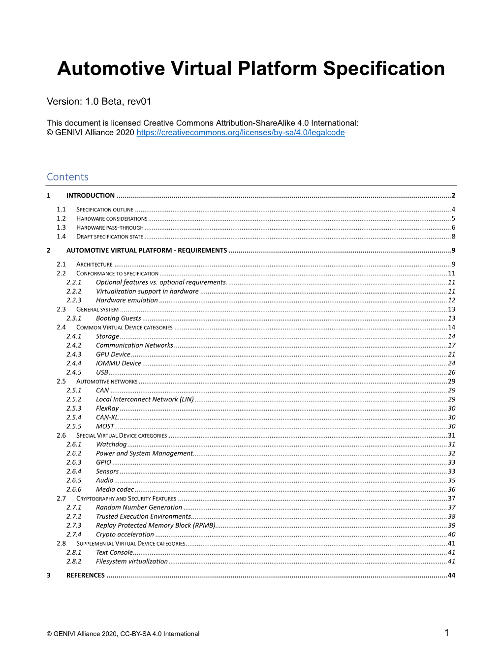 Automotive Virtual Platform Specification