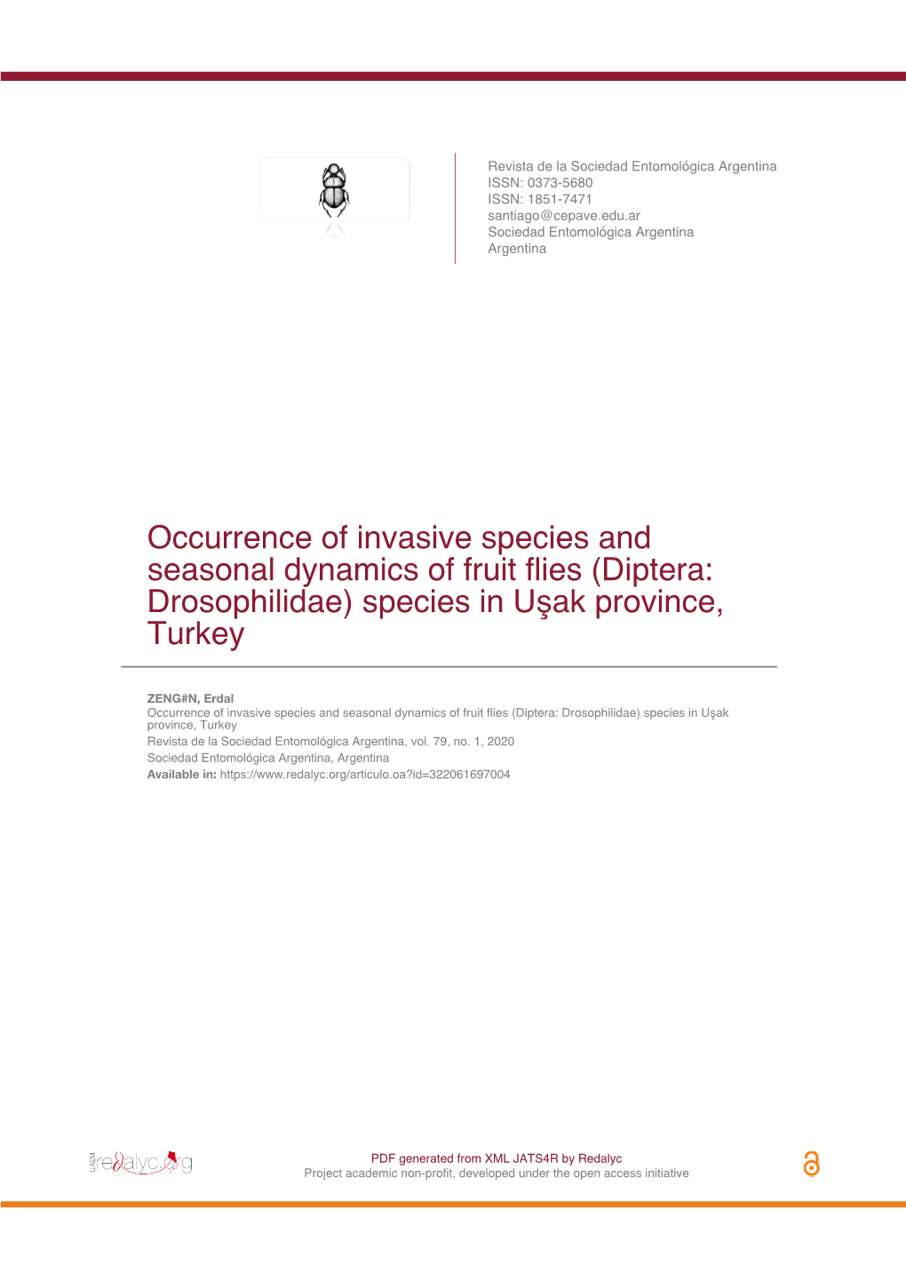 Diptera: Drosophilidae) Species in Uşak Province, Turkey