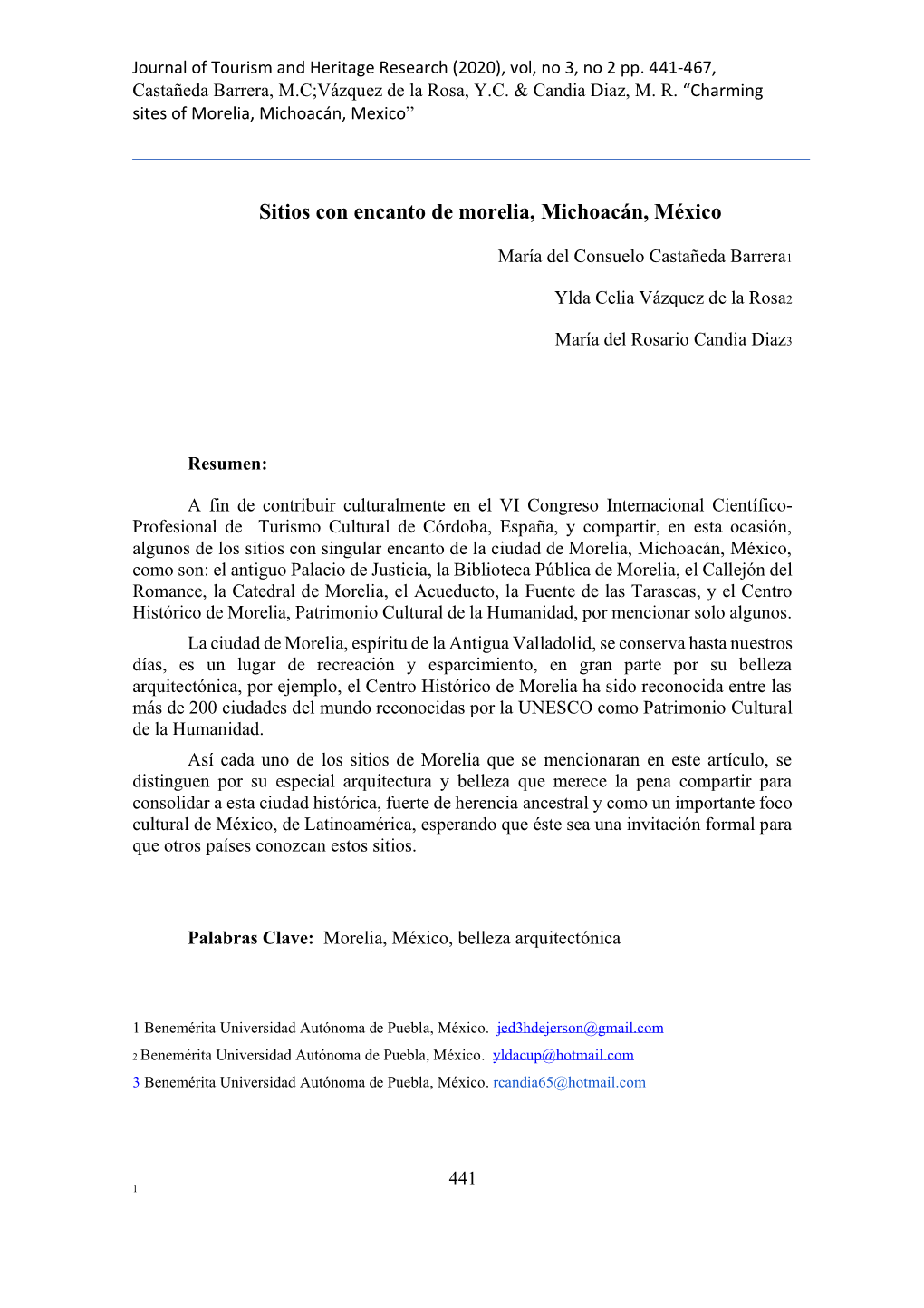 (2020), Vol, No 3, No 2 Pp. 441-467, Castañeda Barrera, M.C;Vázquez De La Rosa, Y.C