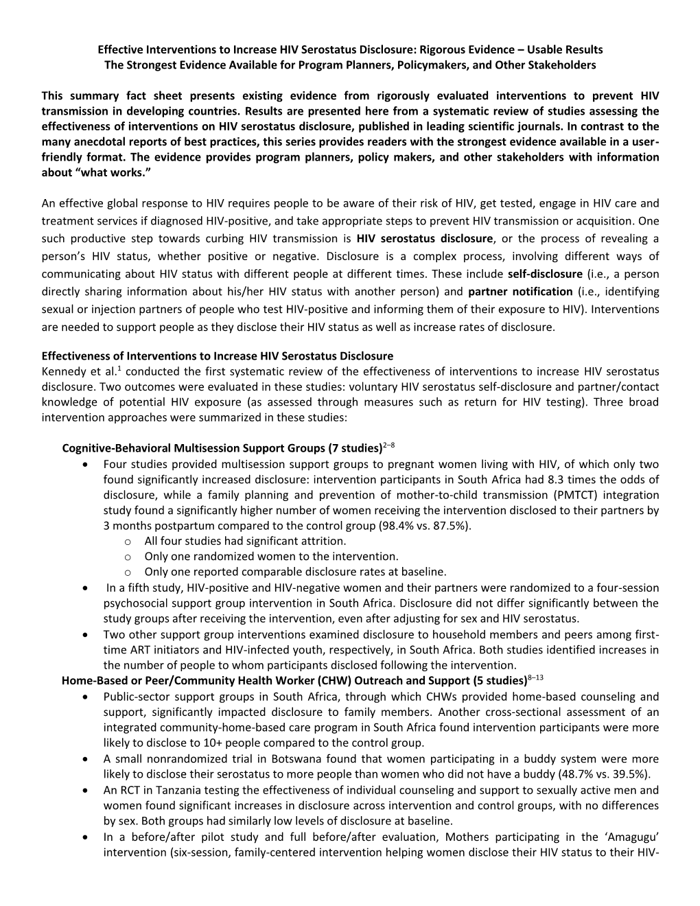 Disclosure: Rigorous Evidence – Usable Results the Strongest Evidence Available for Program Planners, Policymakers, and Other Stakeholders