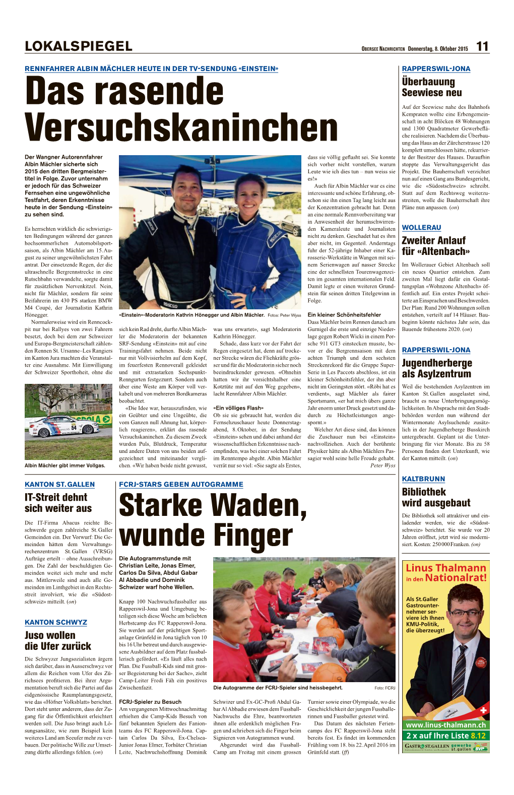 Obersee Nachrichten, 8.10.2015