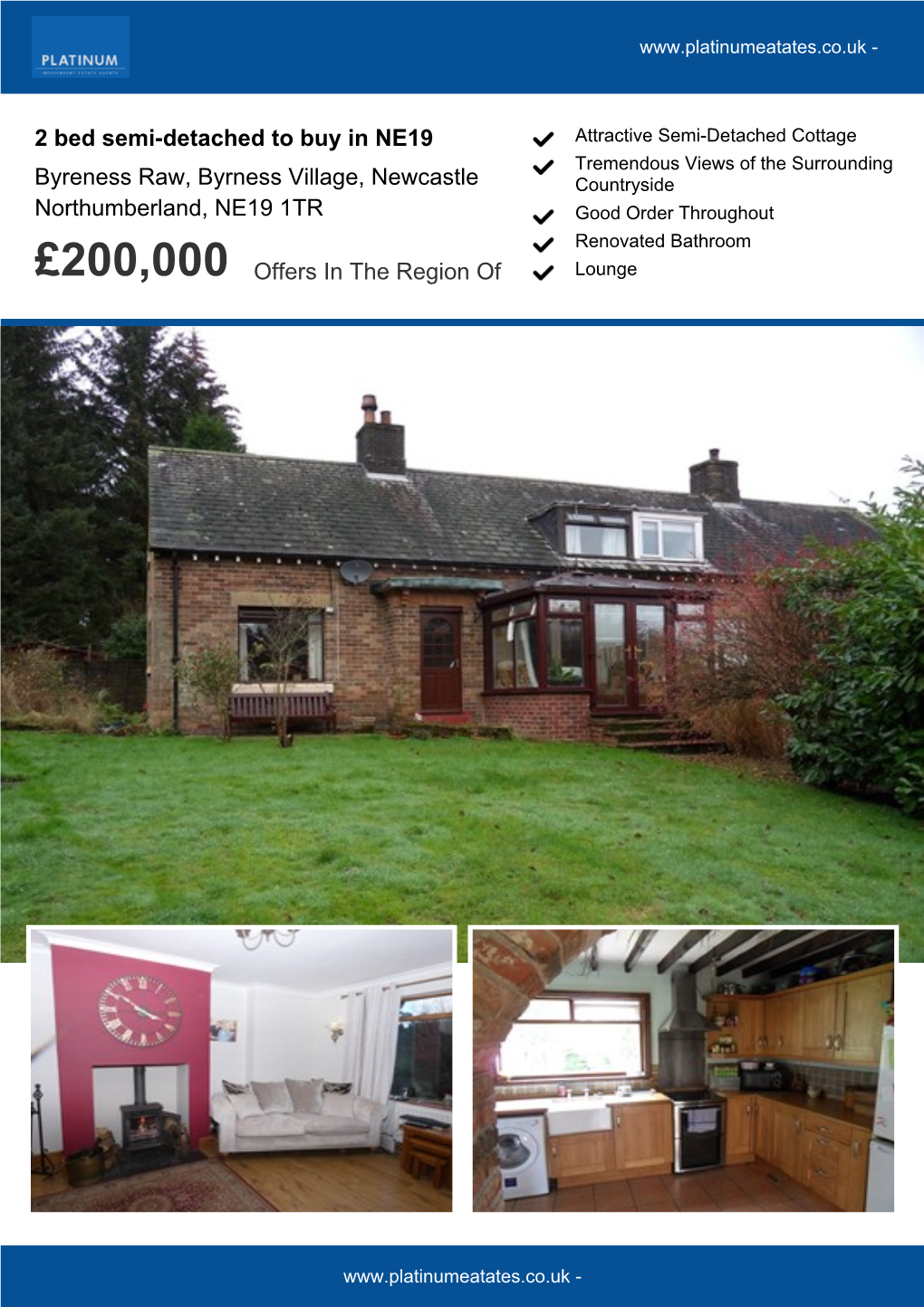 2 Bed Semi-Detached to Buy in NE19 Byreness Raw, Byrness Village