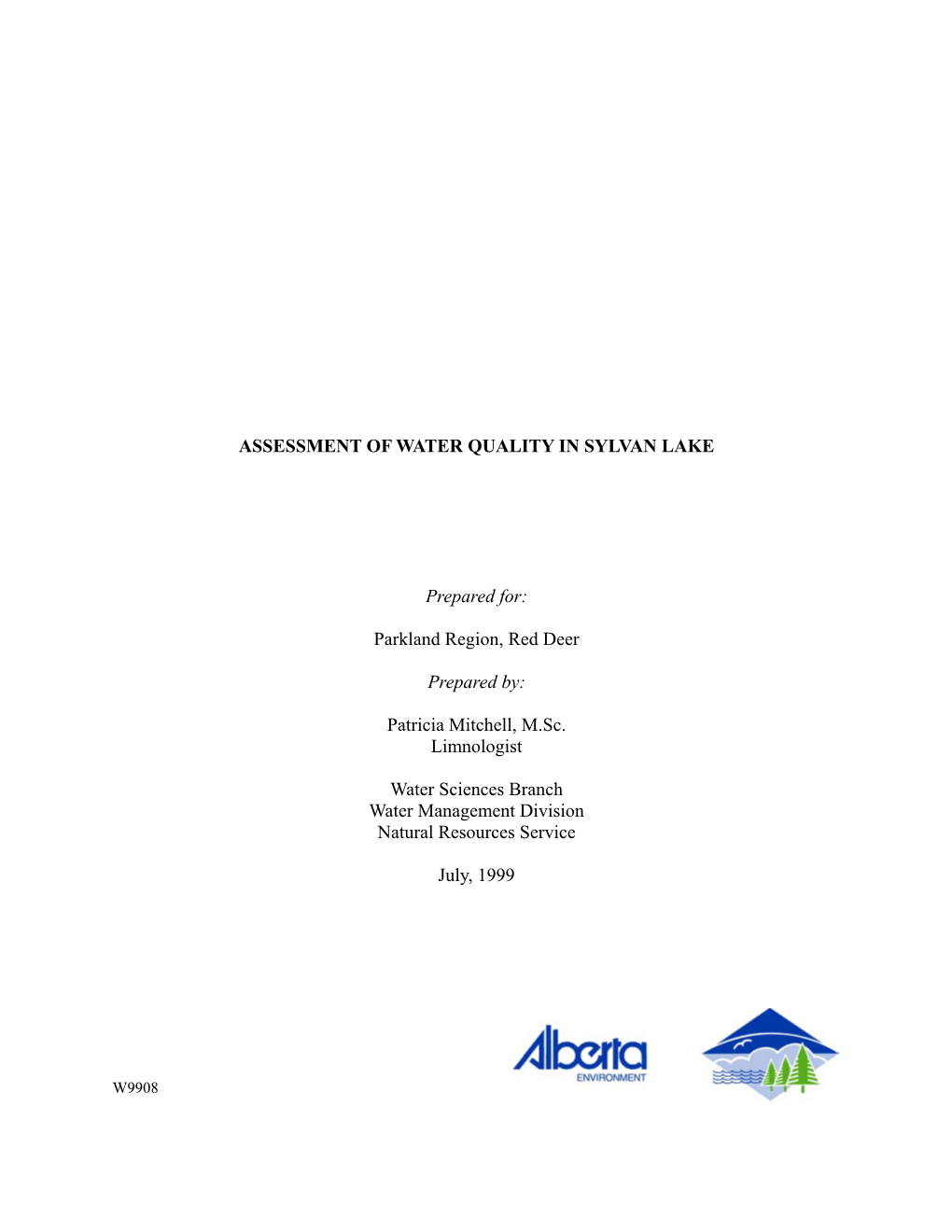 Assessment of Water Quality in Sylvan Lake