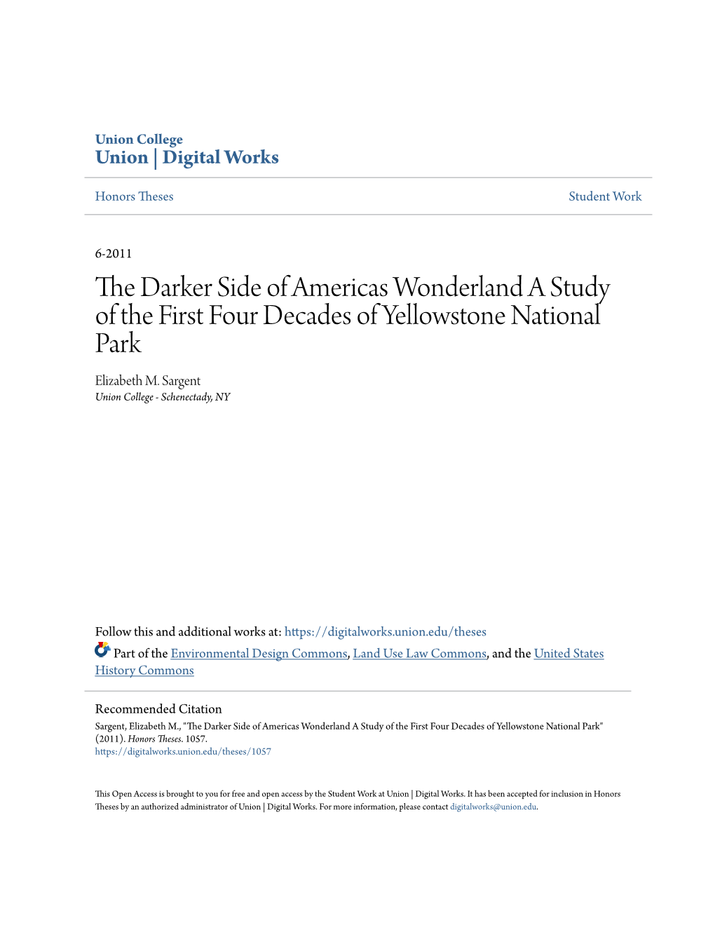 The Darker Side of Americas Wonderland a Study of the First