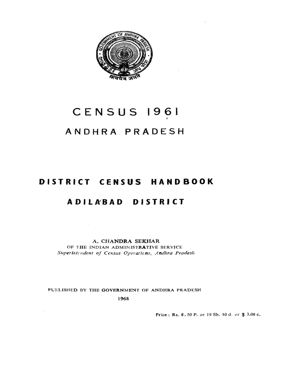 District Census Handbook, Adilabad