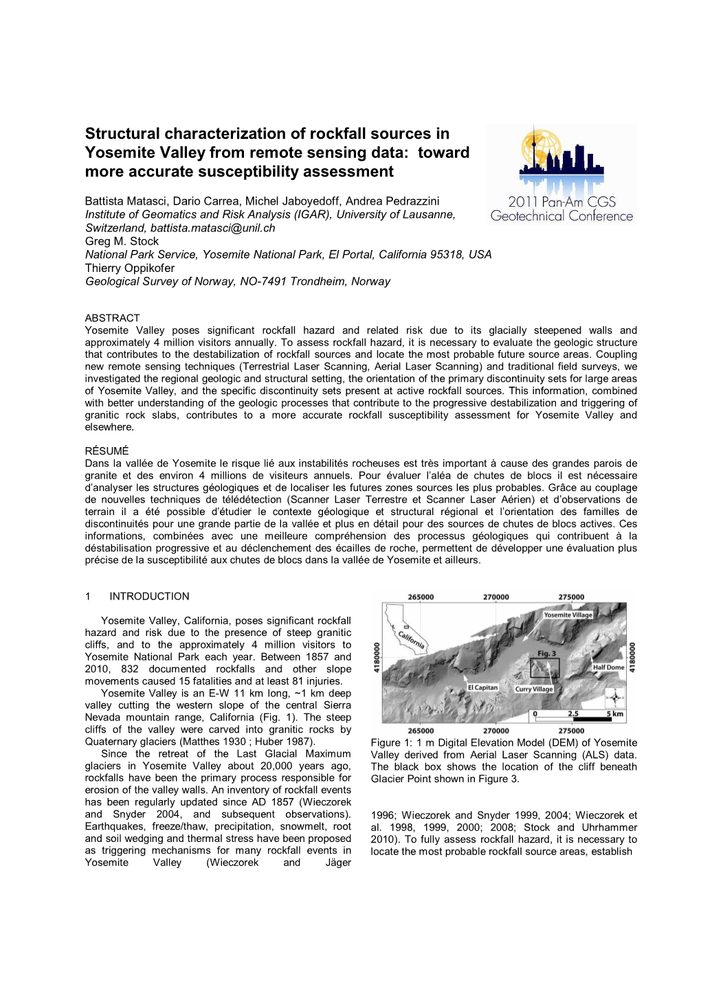 Structural Characterization of Rockfall Sources in Yosemite Valley from Remote Sensing Data: Toward More Accurate Susceptibility Assessment