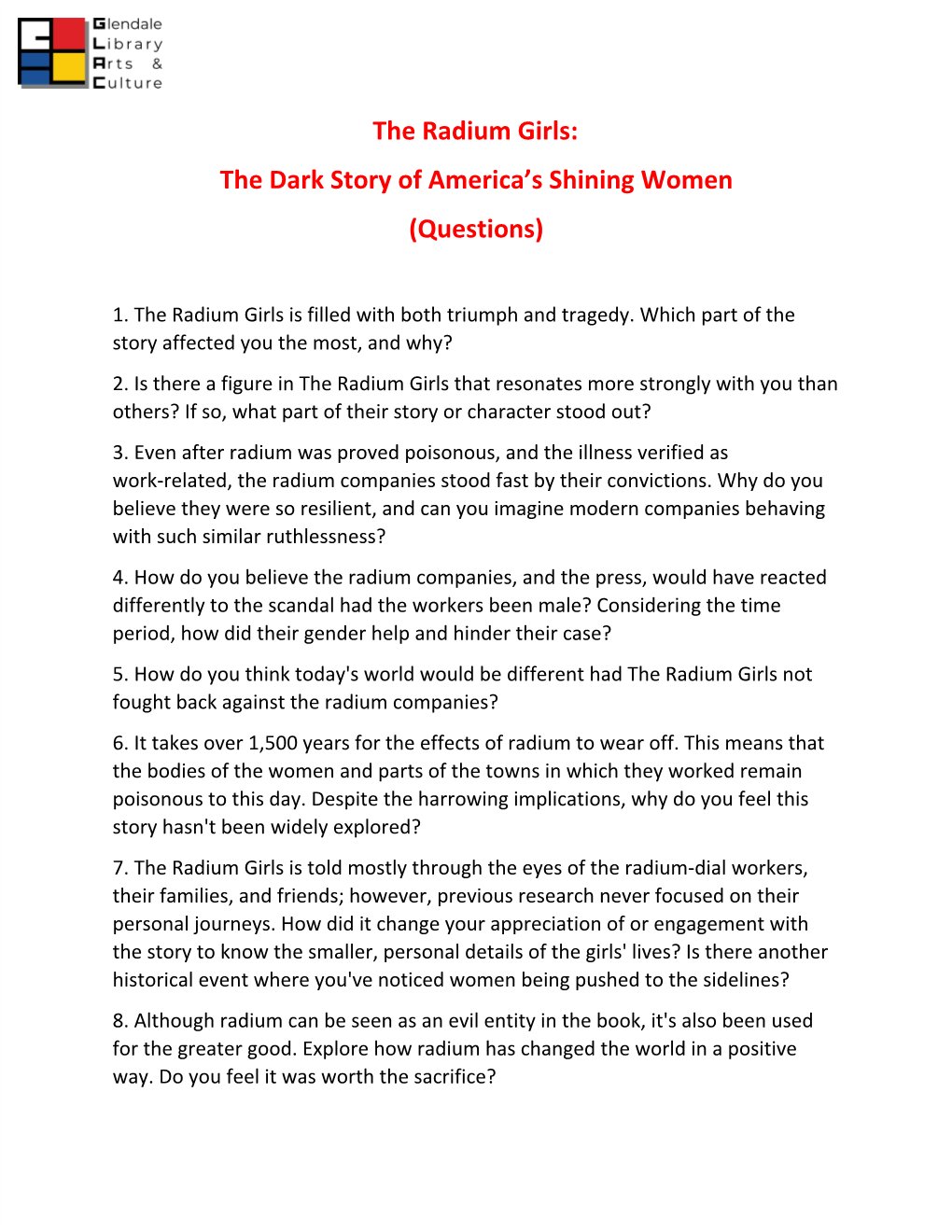 The Radium Girls: the Dark Story of America's Shining Women." It's by Kate Moore