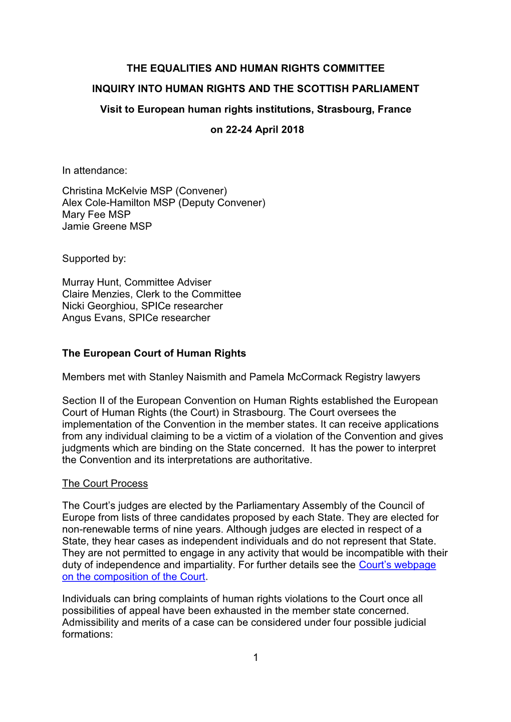 1 the Equalities and Human Rights Committee Inquiry