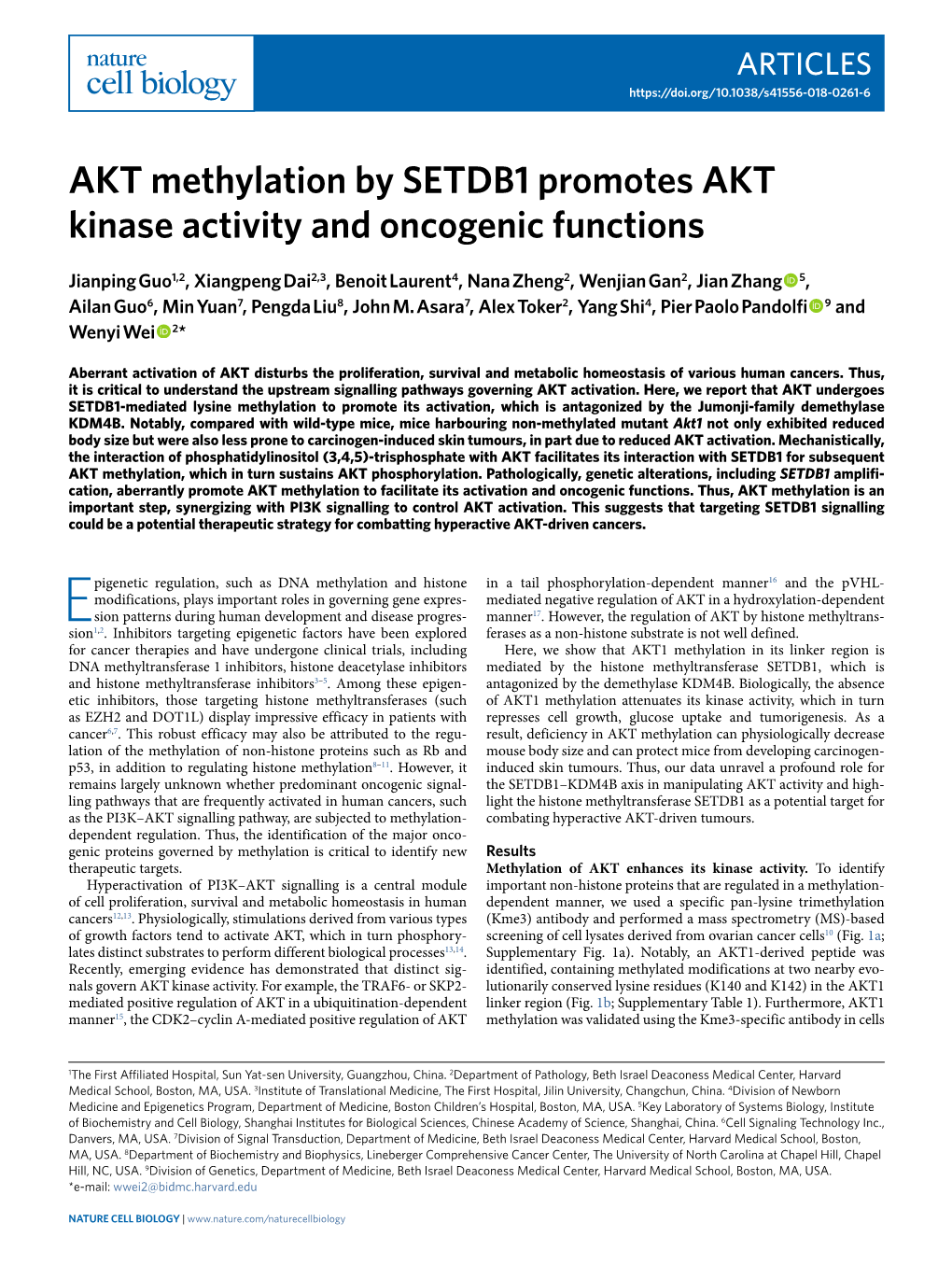 AKT Methylation by SETDB1 Promotes AKT Kinase Activity and Oncogenic Functions