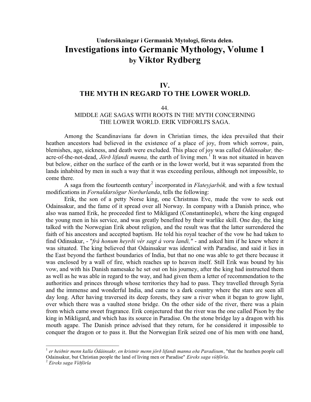 Investigations Into Germanic Mythology, Volume 1 by Viktor Rydberg