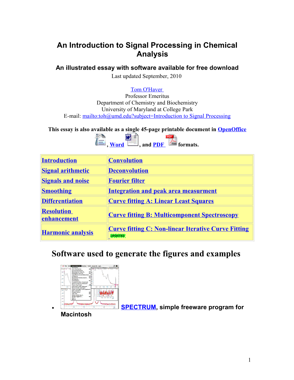 An Introduction to Signal Processing in Chemical Analysis