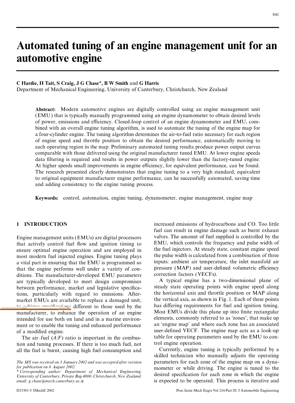 Automated Tuning of an Engine Management Unit for an Automotive Engine