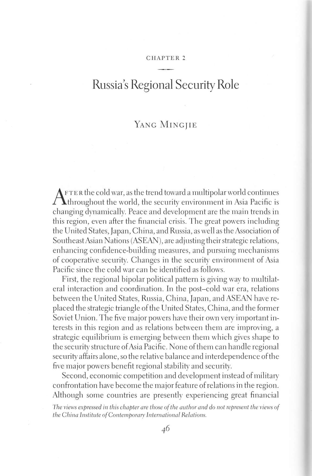 Russia's Regional Security Role