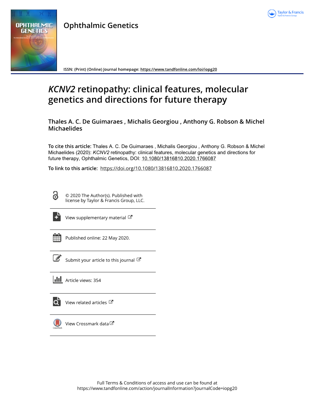 KCNV2 Retinopathy: Clinical Features, Molecular Genetics and Directions for Future Therapy
