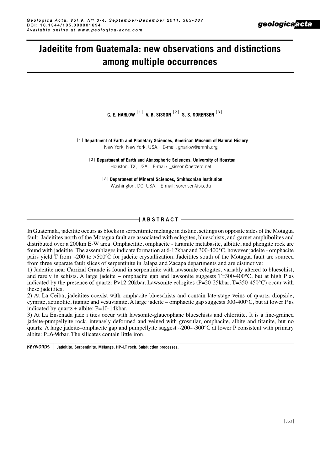 Jadeitite from Guatemala: New Observations and Distinctions Among Multiple Occurrences