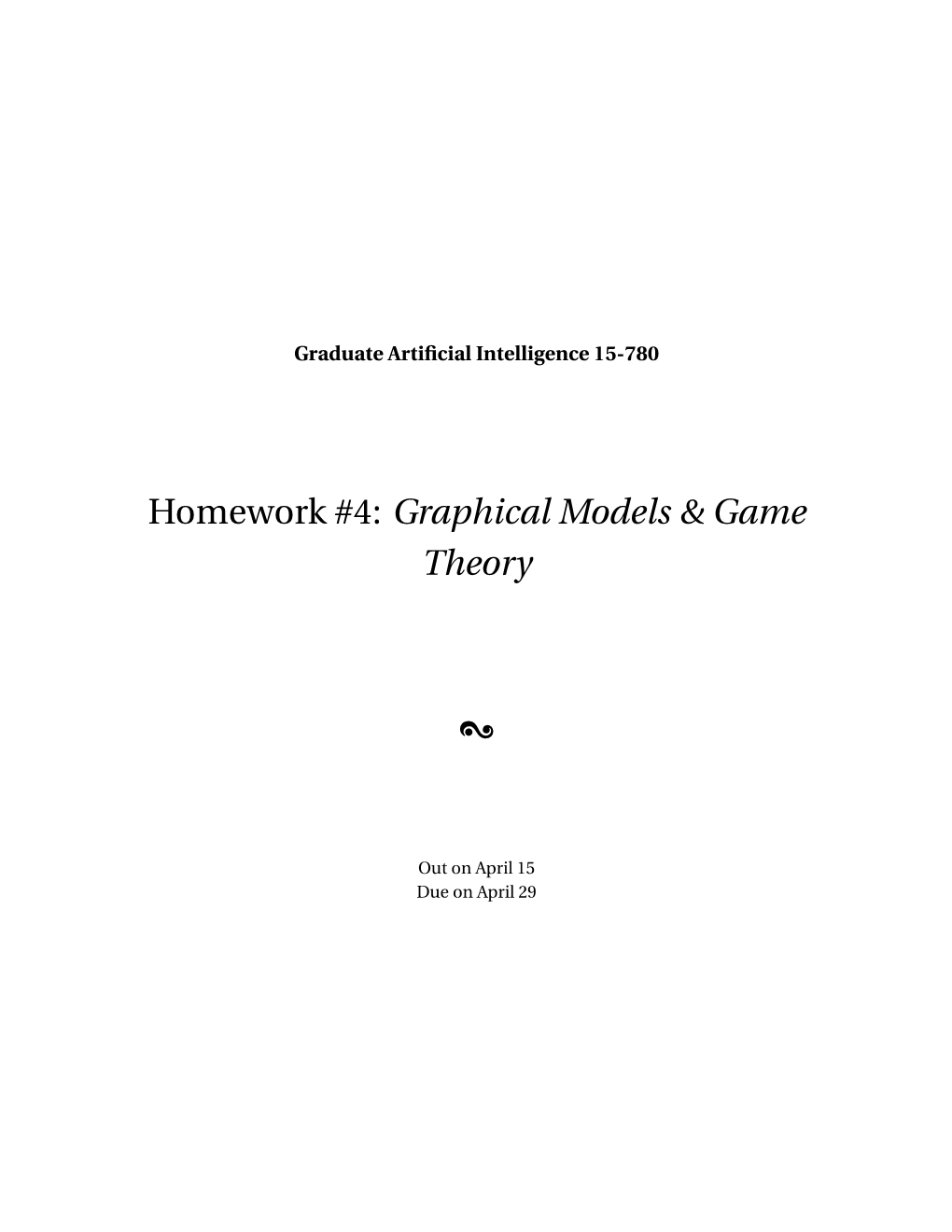 Homework #4: Graphical Models & Game Theory