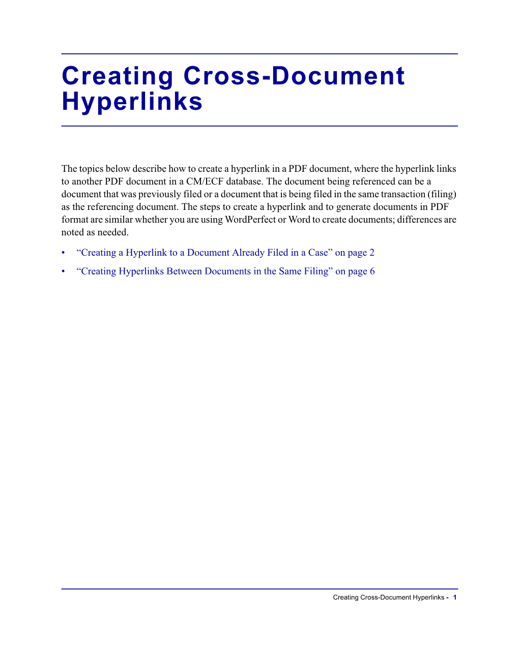 Creating Cross-Document Hyperlinks