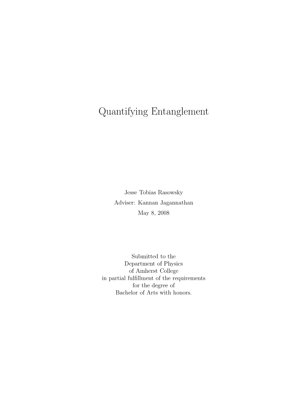 Quantifying Entanglement