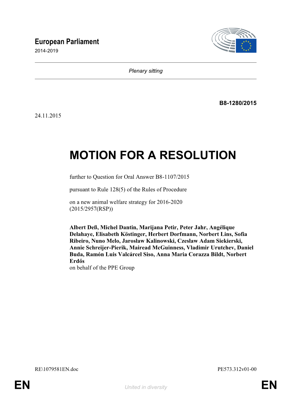 En En Motion for a Resolution