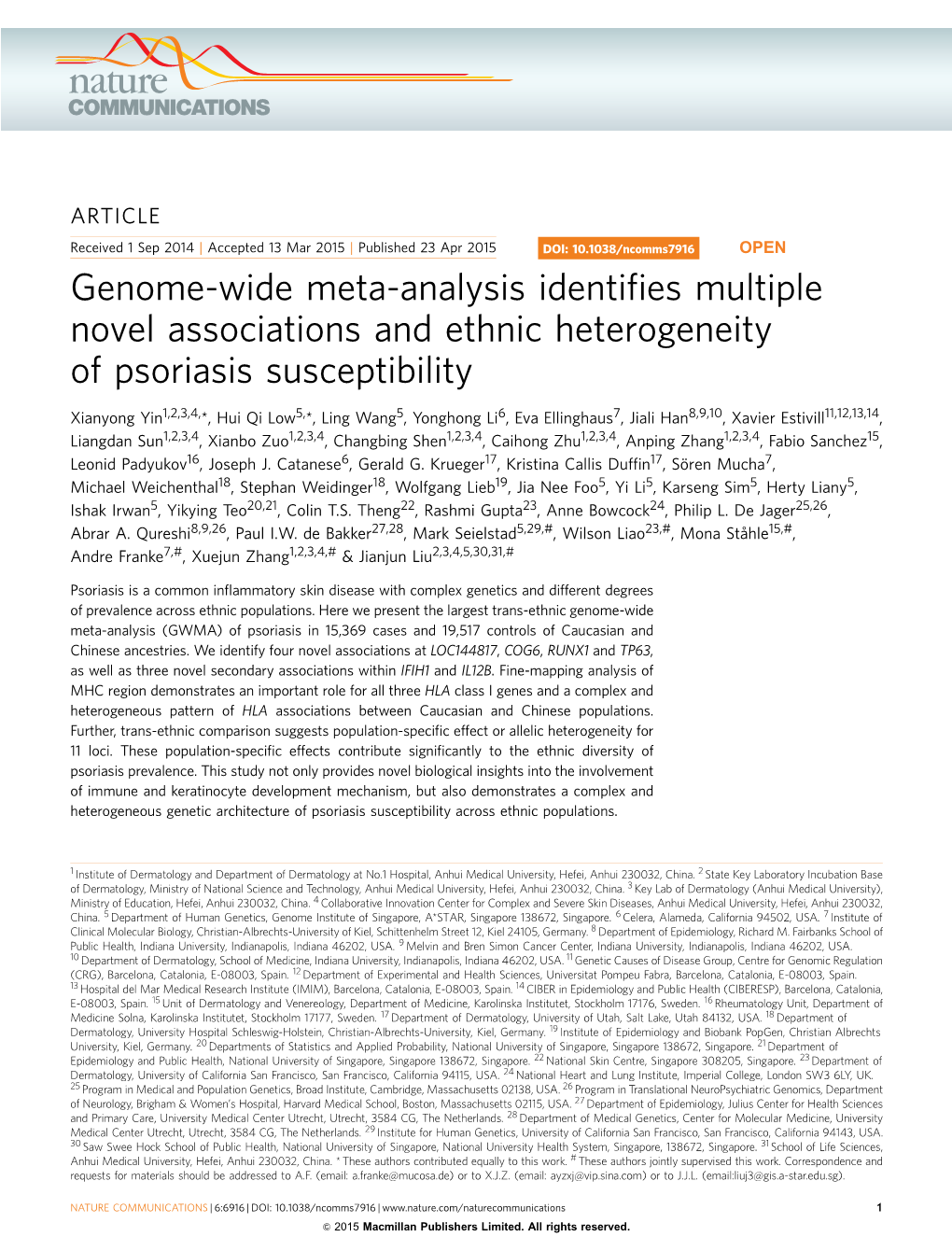 Genome-Wide Meta-Analysis Identifies Multiple Novel Associations And