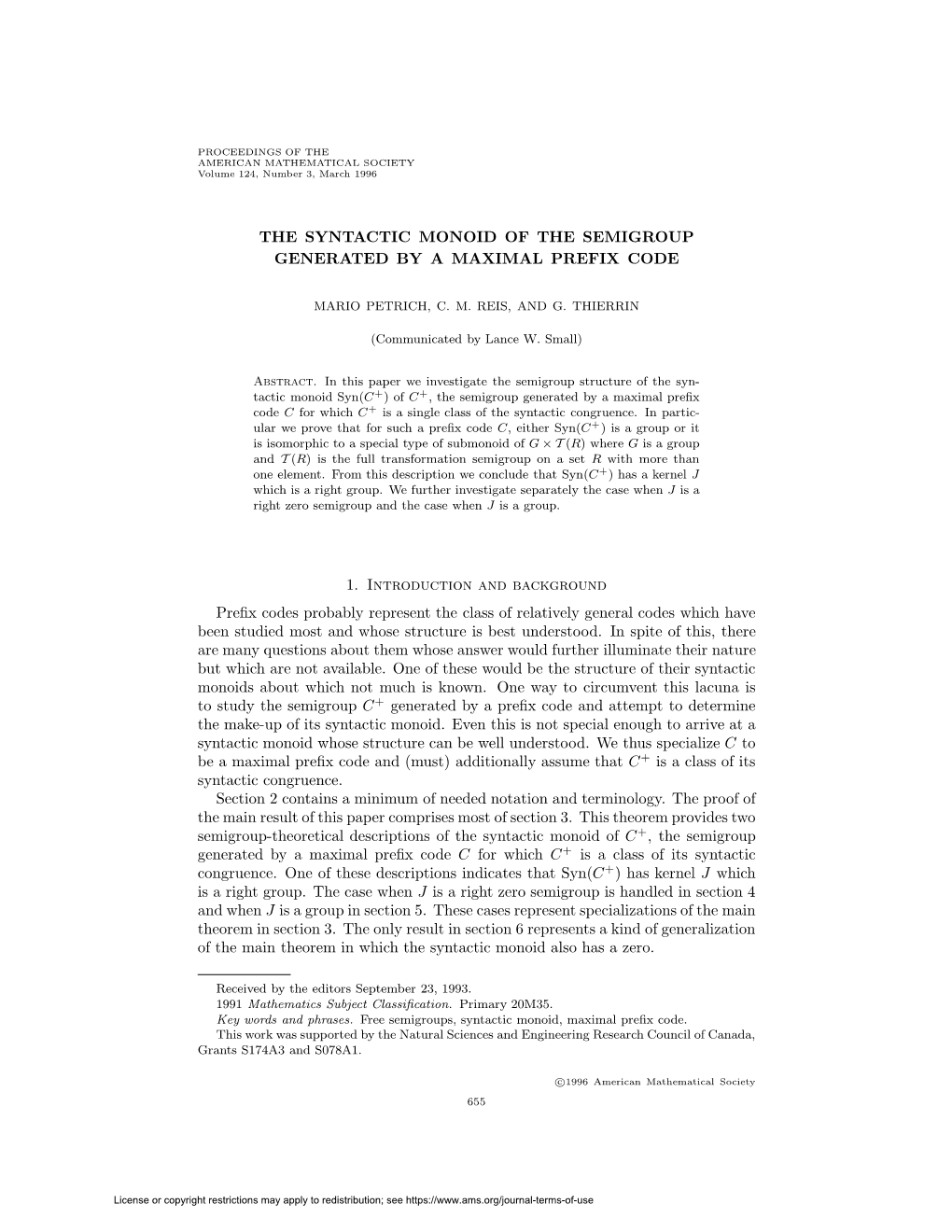 The Syntactic Monoid of the Semigroup Generated by a Maximal Prefix Code