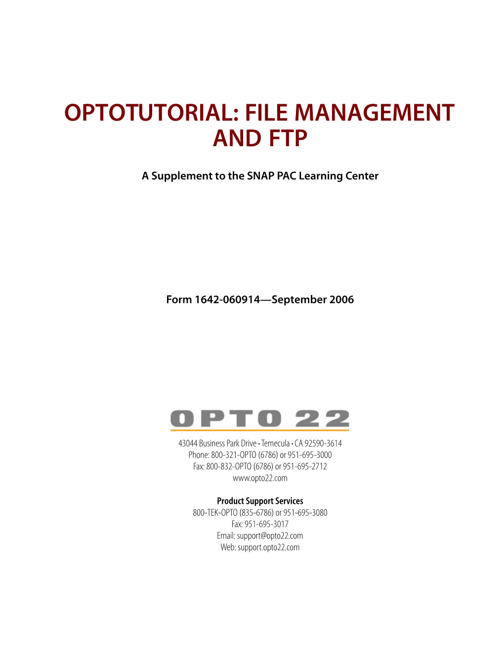 Optotutorial: File Management and Ftp