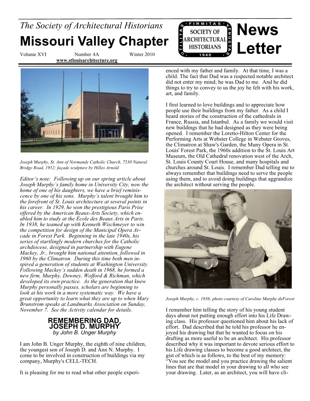 Winter 2010 SAH Newsletter