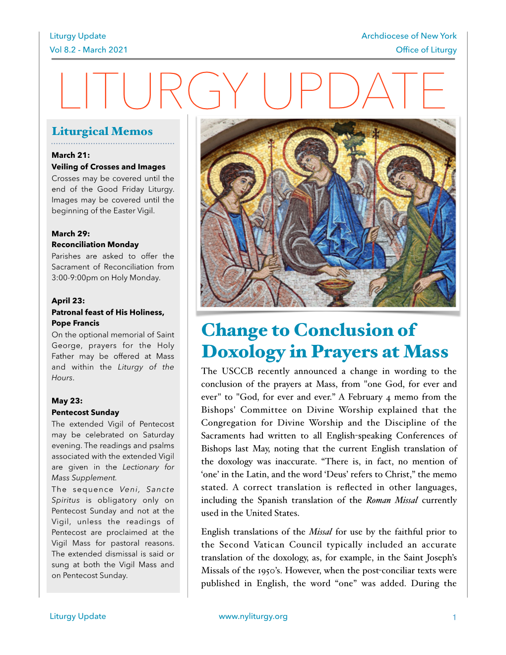 March 2021 Offce of Liturgy LITURGY UPDATE Liturgical Memos