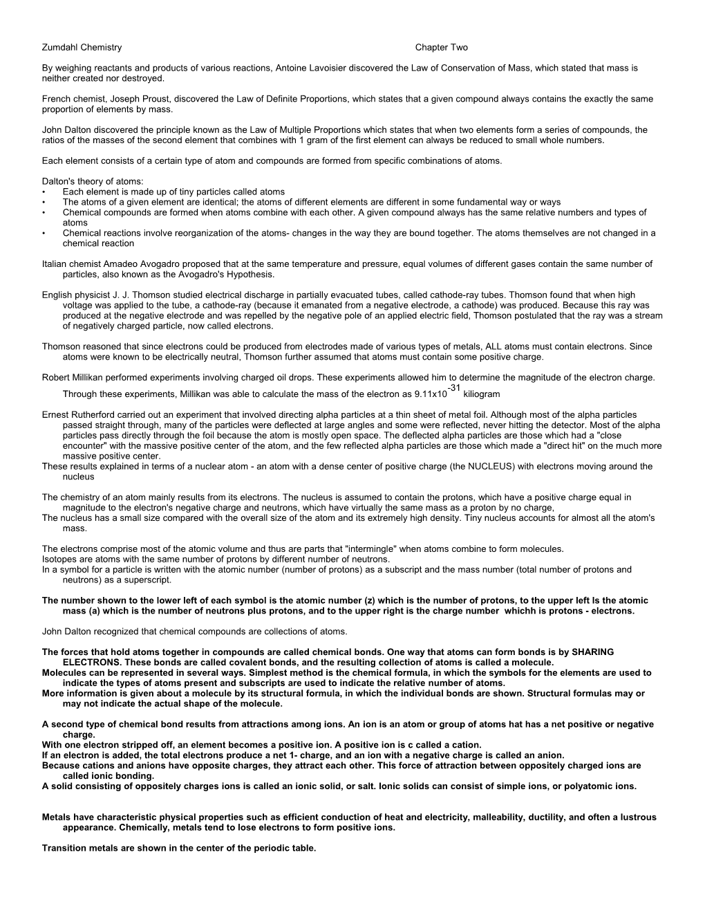 Zumdahl Chemistry Chapter Two