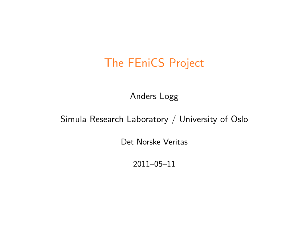 The Fenics Project