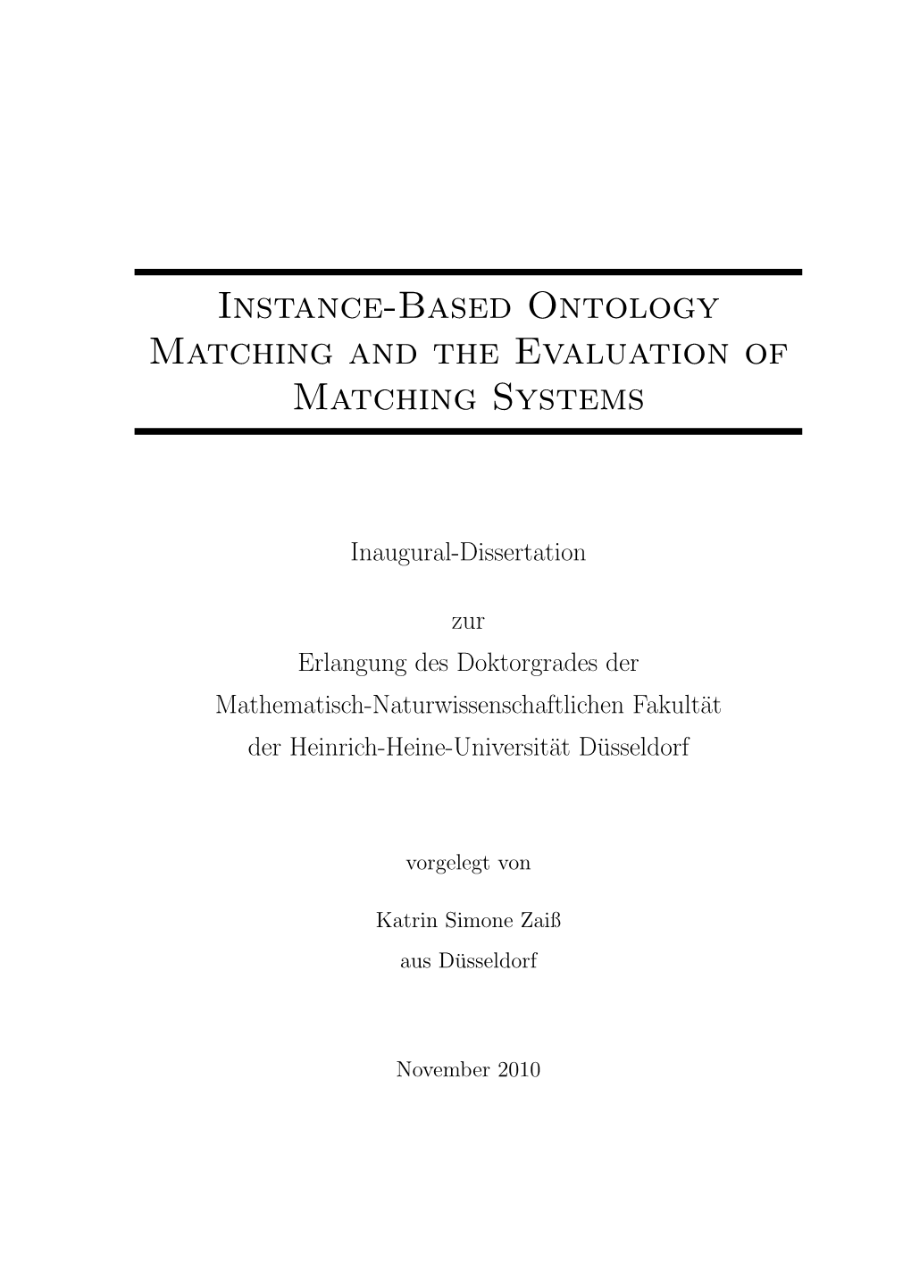 Instance-Based Ontology Matching and the Evaluation of Matching Systems