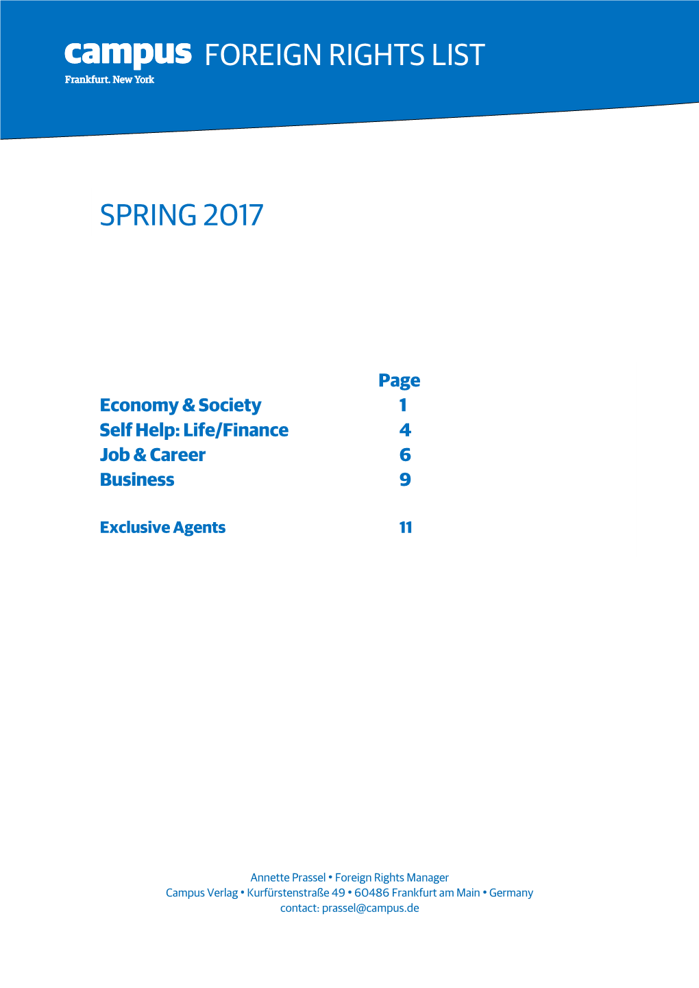FOREIGN RIGHTS LIST SPRING 2017 Economy & Society