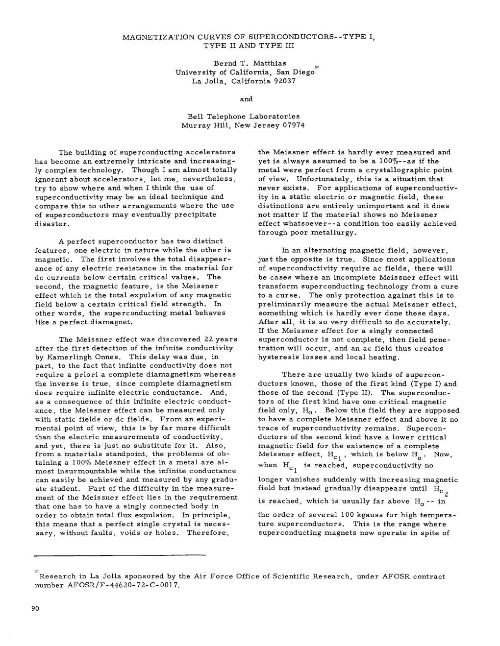 Magnetization Curves of Superconductors--Type I, Type Ii and Type Iii