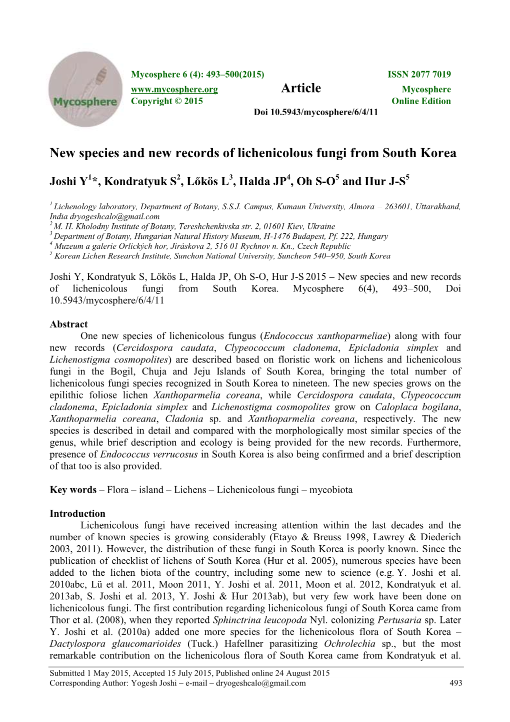New Species and New Records of Lichenicolous Fungi from South Korea